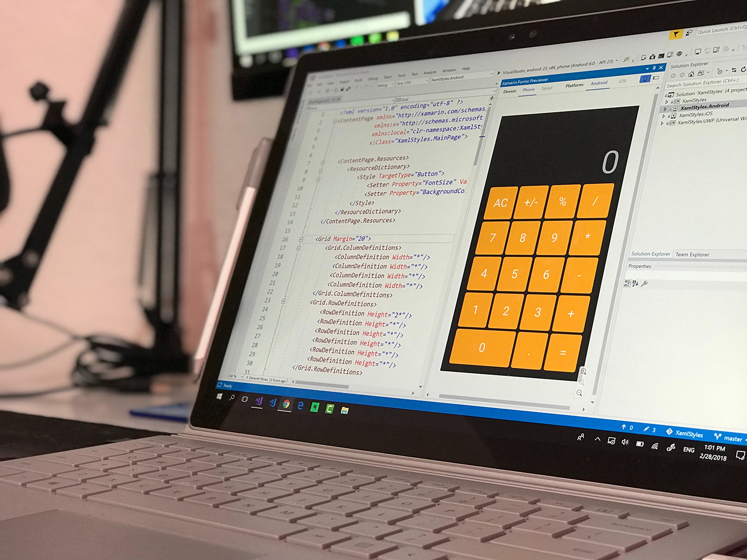 Calculator of a laptop
